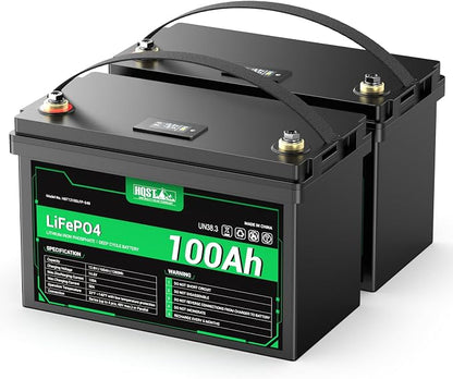 HQST 12 Volt 100Ah Lithium Iron Phosphate Battery by HQST