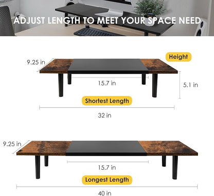 Dual-Monitor-Stand-Riser-For-Desk Adjustable Length 32-40 Inch, Large Desktop - Image 3