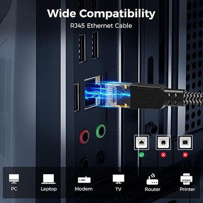 Cat 8 Ethernet Cable 60FT, High-Speed Braided Internet Cable Network Cord - Image 7
