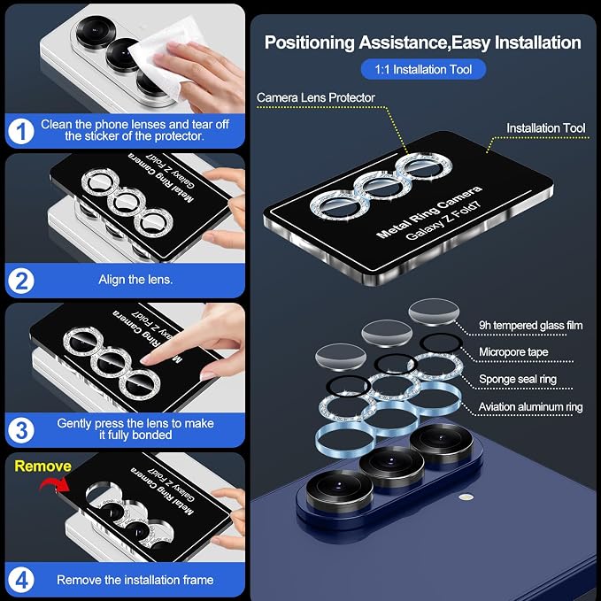 for Samsung Galaxy Z Fold 7 Camera Lens Protector, Individual Metal Ring - Image 6