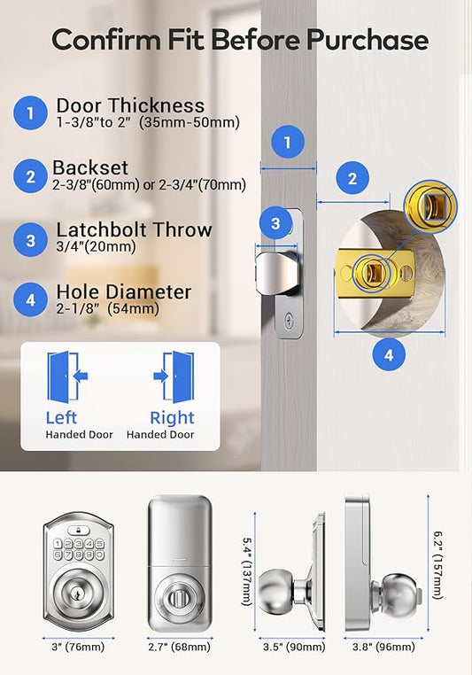 TEEHO TE003 Keyless Entry Keypad Door Lock - Image 2