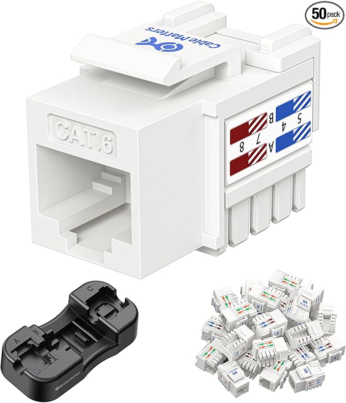 Cable Matters 50-Pack 10Gbps Cat6 Keystone Jacks, RJ45 Keystone Jack, Ethernet by CableMatters