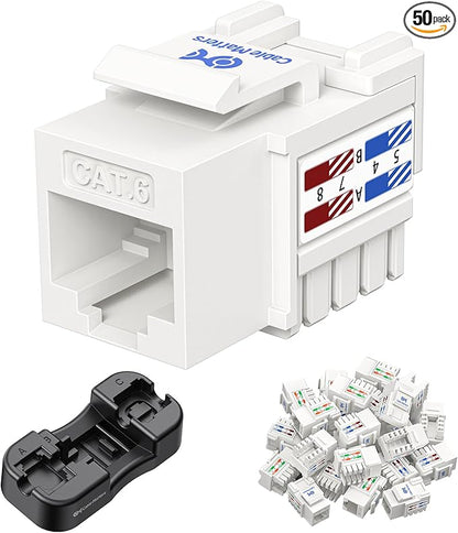 Cable Matters 50-Pack 10Gbps Cat6 Keystone Jacks, RJ45 Keystone Jack, Ethernet by CableMatters
