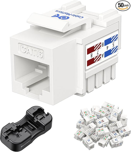 Cable Matters 50-Pack 10Gbps Cat6 Keystone Jacks, RJ45 Keystone Jack, Ethernet by CableMatters