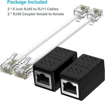 Phone Jack to Ethernet Cable Adapter, RJ45 8P8C Female to RJ11 6P4C Male - Image 7