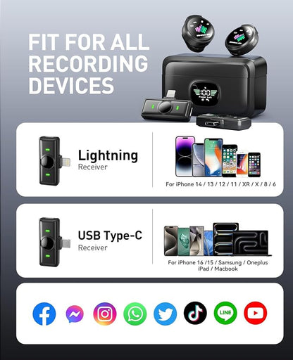 Wireless Lavalier Microphone for iPhone: 2PCS Mini Wireless Microphones for - Image 6