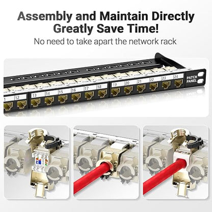 AMPCOM 24 Port Blank Keystone Patch Panel - Image 4