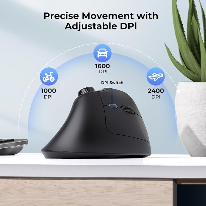 seenda Ergonomic Mouse Rechargeable, USB+Dual Bluetooth, MOU-302 Vertical - Image 8