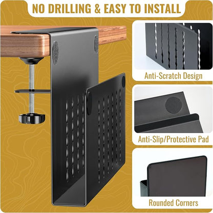 Desk Side Storage – Heavy-Duty Steel Laptop Holder Desk Attachment - Image 3