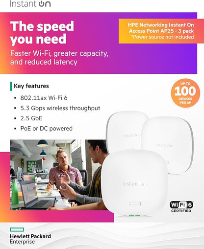 HPE Networking Instant On Access Point AP25 4x4 WiFi 6 Indoor Wireless Access - Image 3