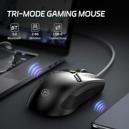 TENMOS M530 Wireless Gaming Mouse, 2.4G/Bluetooth/USB C Wired Rechargeable Mouse - Image 3
