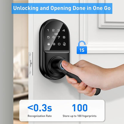 Smart keypad Door Lock with Handle，Fingerprint Keyless Entry Digital Lock with - Image 4