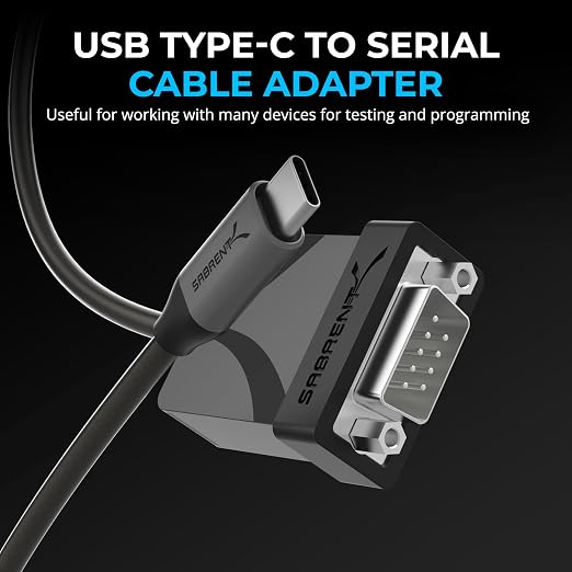 SABRENT USB-C to DB9 Serial RS-232 Adapter Cable 6FT, Prolific PL2303GS Chipset - Image 2
