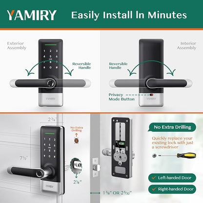 Yamiry Smart Door Lock, Biometric Fingerprint, Keyless Entry, App Control - Image 6