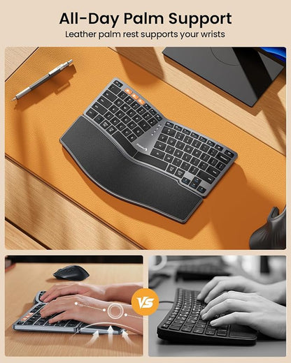 ProtoArc Bluetooth Ergonomic Keyboard, EK04 Mini Compact Wireless Ergo Split - Image 4