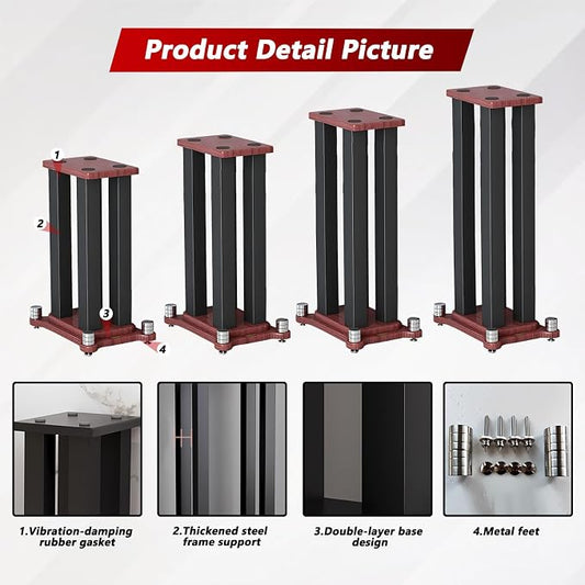A Pair of Universal Speaker Stands, Heavy Duty Speaker Stands Holds Bookshelf - Image 2