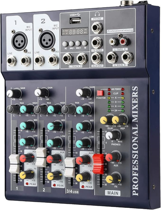 Dj Mixers 4 Channel Audio Mixer Sound Board by jindaaudio