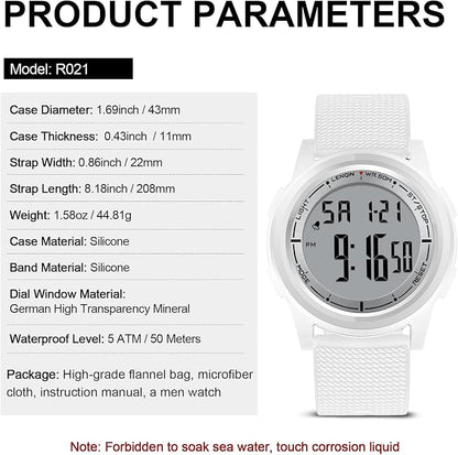 HANPOSH Mens Digital Watch Ultra Thin Minimalist Sports Waterproof Outdoor LED - Image 7