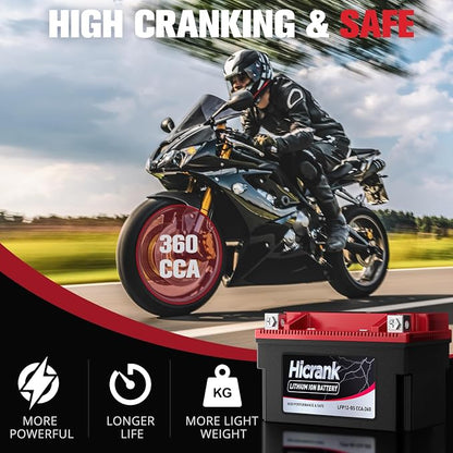 YTX12-BS 12V 6Ah, 360CCA LiFePO4 Lithium Motorcycle Battery, Powersports Battery - Image 5