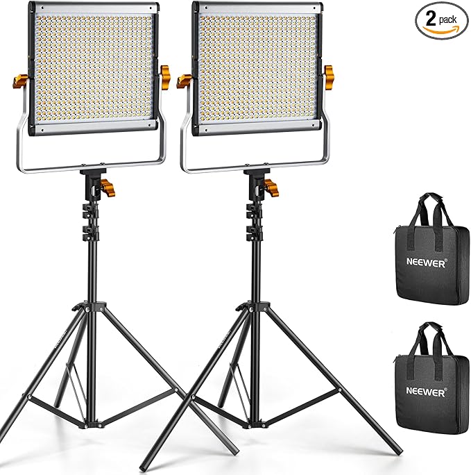 Neewer 2 Packs Dimmable Bi Color 480 LED Video Light Kit, 3200~5600K CRI 96+ by Neewer