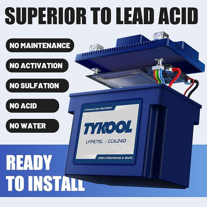 YTZ7S / YTX7L, 12V 4Ah 240CCA LiFePO4 Motorcycle Battery, Powersports Battery - Image 2