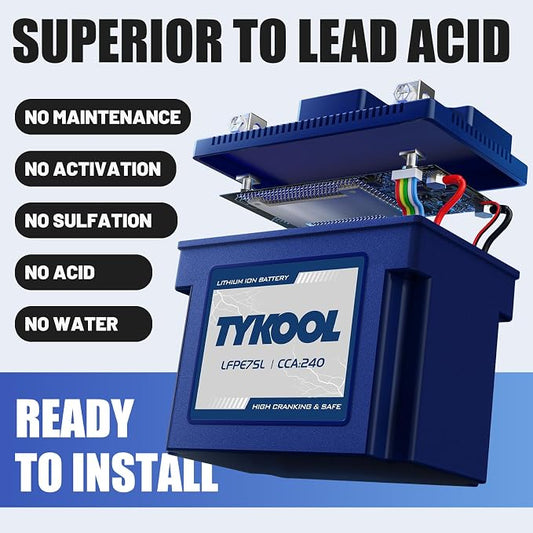 YTZ7S / YTX7L, 12V 4Ah 240CCA LiFePO4 Motorcycle Battery, Powersports Battery - Image 2