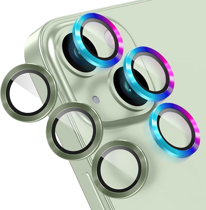 AGVEE 3+3 6 Pack for iPhone 15 6.1" / 15 Plus 6.7" Camera Lens Cover Protector by AGVEE