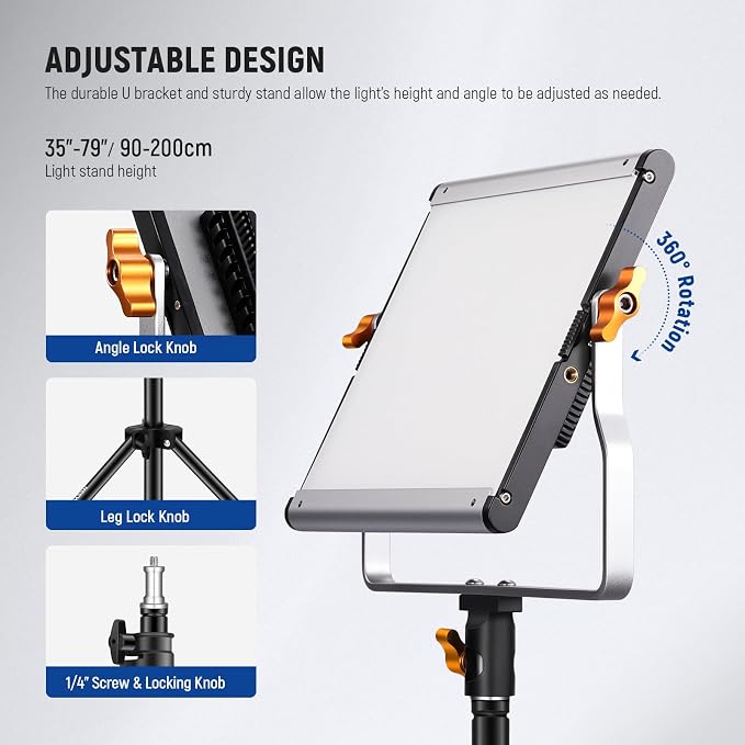 NEEWER 2 Pack Bi Color Dimmable 480 LED Video Light Kit, 28W 3200-5600K CRI96+ - Image 5