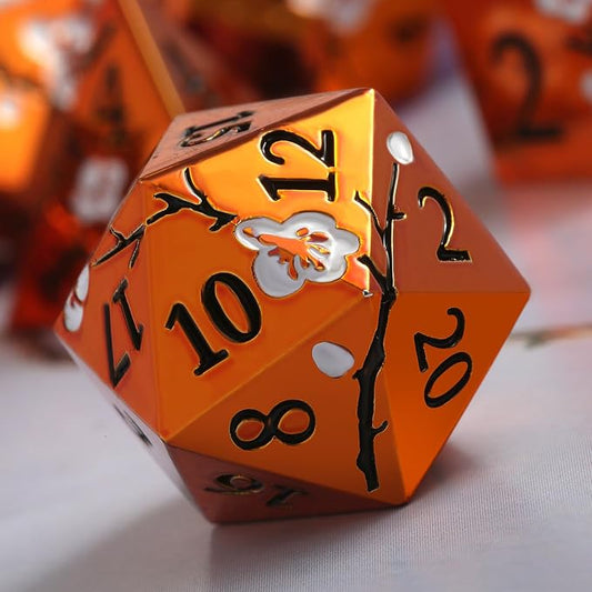Orange Metal Dice D&D, DNDND 7 PCS Heavy Metallic DND Dice Set - Image 2