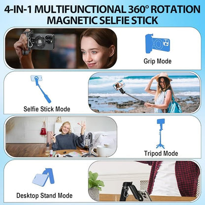 2025 New 4 in 1 Multifunctional Magnetic Selfie Stick, 360° Rotation Phone - Image 2