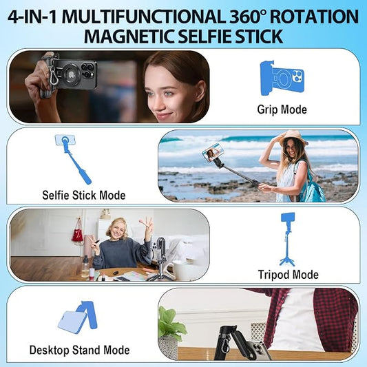2025 New 4 in 1 Multifunctional Magnetic Selfie Stick, 360° Rotation Phone - Image 2