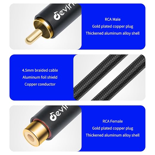 Devinal RCA Female to Male Extension Cable - Image 3