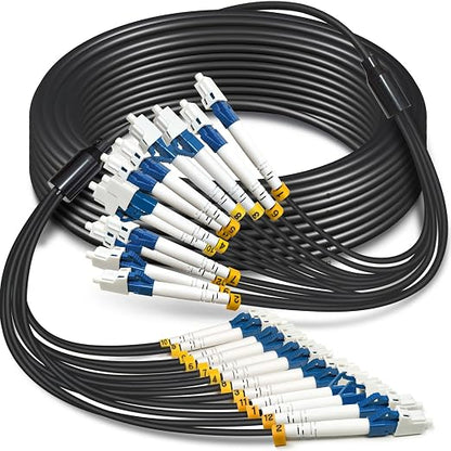 30 Meters 12 Core Industrial TPU LC to LC Outdoor Armored Fiber Optic Cable by YUTIANHOME