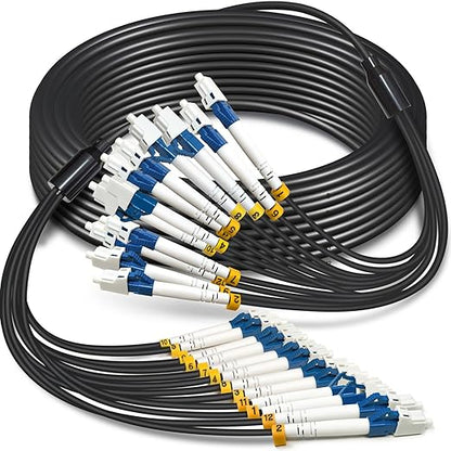 10 Meters 12 Core Industrial TPU LC to LC Outdoor Armored Fiber Optic Cable by YUTIANHOME
