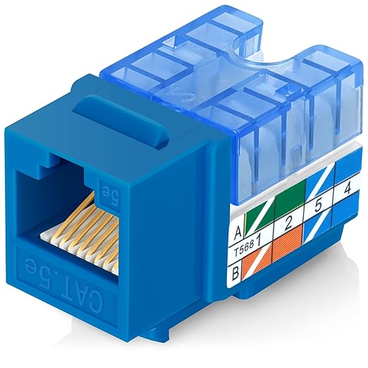 Everest 90° Angled RJ45 Cat5e Keystone Jacks 50-Pack in Blue by EverestMediaSolutions