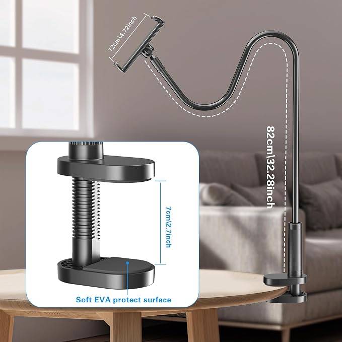 Gooseneck Tablet Holder for Kindle Reading in Bed, Hands Free Desk Bedside Lazy - Image 6