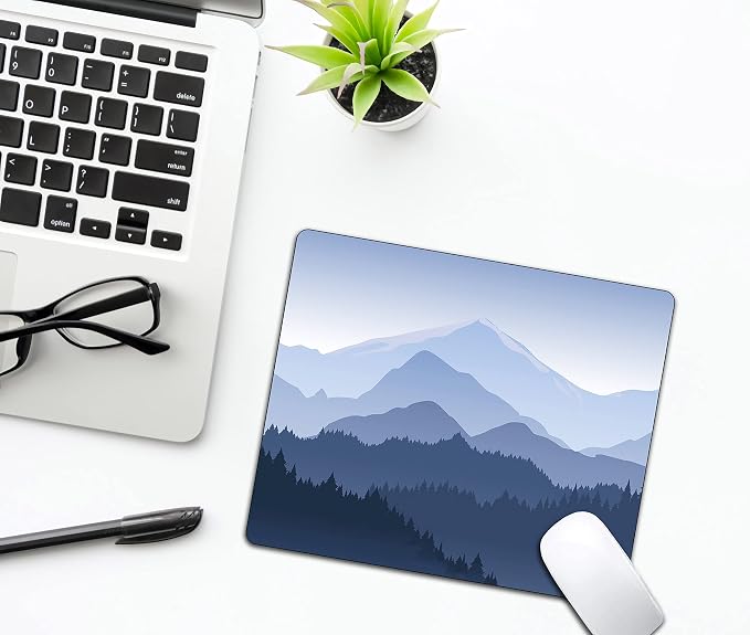 Pine Trees Forest Mouse Pad, Distant Mountain Mouse Pad - Image 5