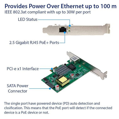 IO Crest 2.5 Gigabit POE+ PCI-e x1 Ethernet Network Card - Image 3