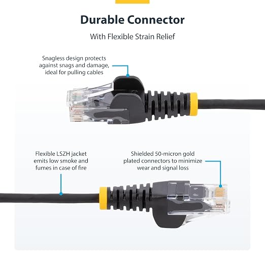 StarTech.com 5ft Gray Slim CAT6 Ethernet Cable, Snagless RJ45, 28AWG Pure Bare - Image 3