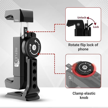 REFLEX CAMERA Metal Mobile Phone Tripod Mount, 360° Rotatable - Image 9