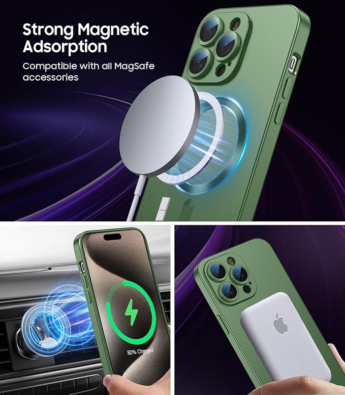Magnetic for iPhone 15 Pro Case Slim Soft Silicone Bumper Shockproof Metallic - Image 2