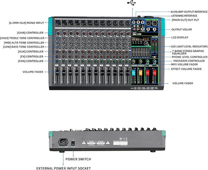 Depusheng PA12 Professional Audio Mixer Sound Board Console Desk System - Image 8