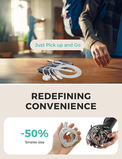 2Pack White-Travel Essentials 3 in 2 USB C Cable - Image 6