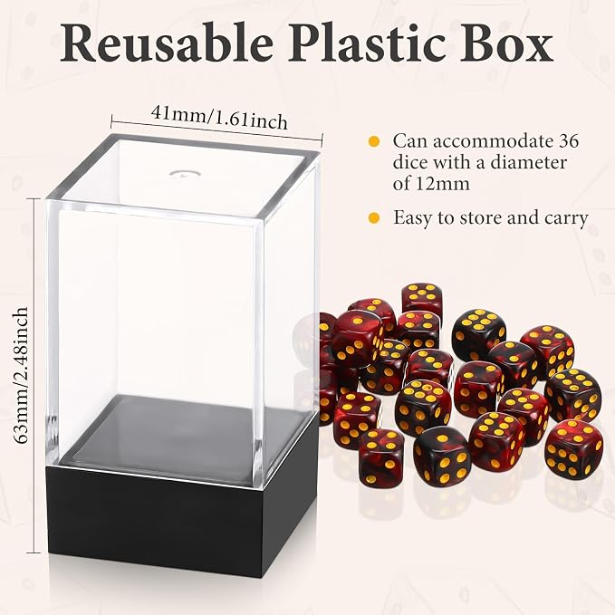 144 Pieces 12mm 6 Sided Mini Dice Set - Image 4