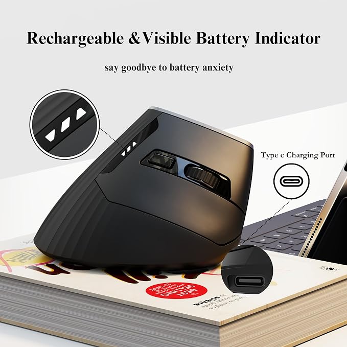 Vertical Mouse Wireless, Rechargeable - Image 4