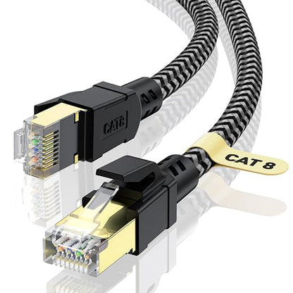 Cat 8 Ethernet Cable 5FT, High-Speed Braided Internet Cable Network Cord by CABNEER