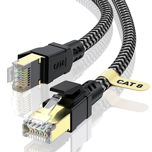 Cat 8 Ethernet Cable 6FT, High-Speed Braided Internet Cable Network Cord by CABNEER