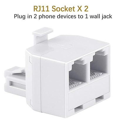 Uvital RJ11 Duplex Wall Jack Adapter Dual Phone Line Splitter Wall Jack Plug 1 - Image 2