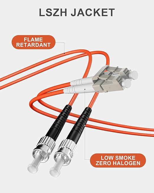 6 Pack LC to ST Fiber Patch Cables OM1 5M, 62.5/125µm Multi Mode Duplex MMF - Image 5
