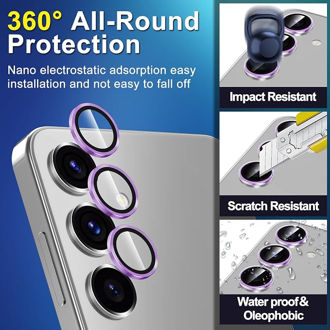 for Samsung Galaxy S24 FE Camera Lens Protector, Individual Metal Ring Tempered - Image 3